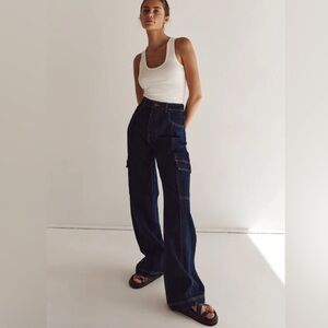 Dissh cargo denim pants size 4 NWT